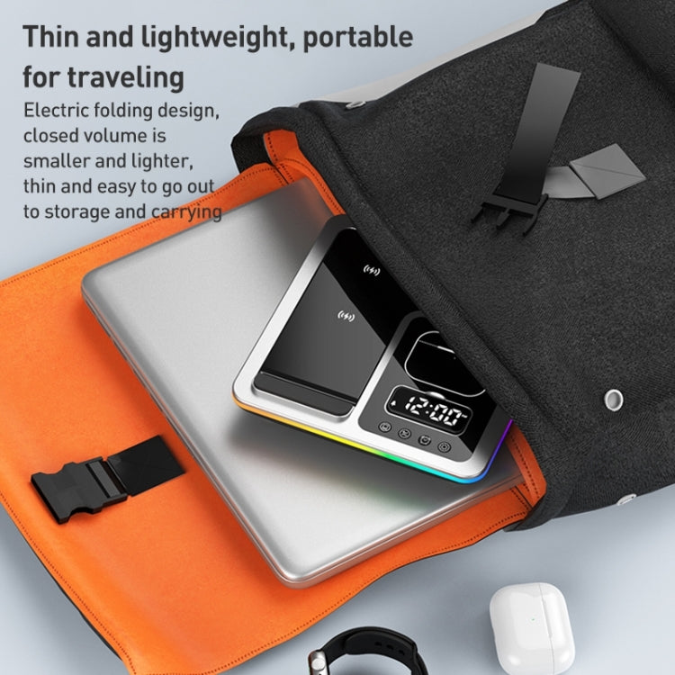 A93 15W 5 in 1 Multifunctional Foldable Wireless Charger Desktop Phone Stand(Black)