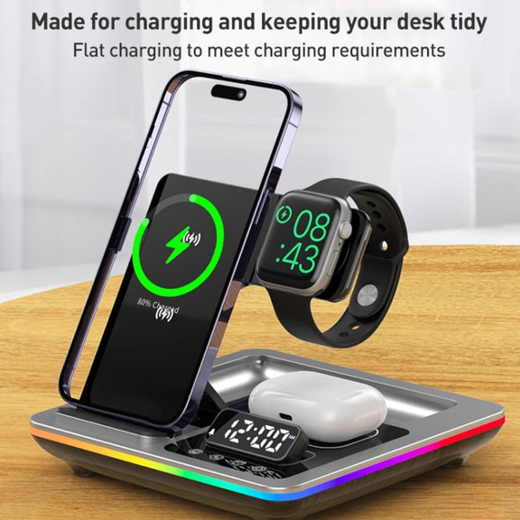 A93 15W 5 in 1 Multifunctional Foldable Wireless Charger Desktop Phone Stand(Black)
