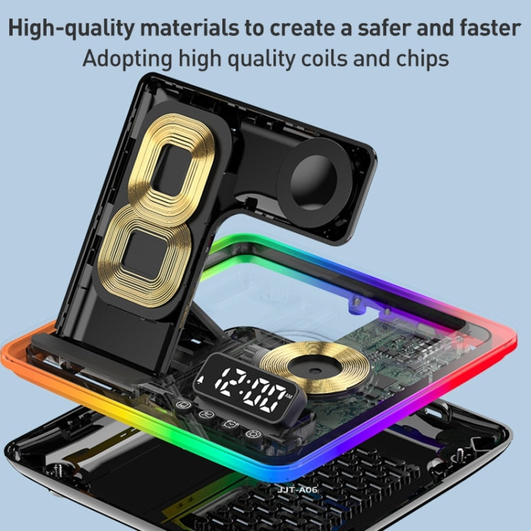 A93 15W 5 in 1 Multifunctional Foldable Wireless Charger Desktop Phone Stand(Black)