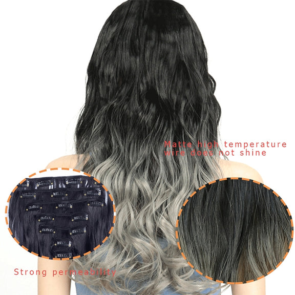 50cm 16 Card Long Curly Hair Wig Seamless Hair Extension Piece(5.2M33#)