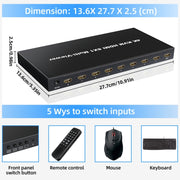 NK-E80 4K 30Hz 8 In 1 Out HDMI 8-way Screen Splitter KVM Switch(US Plug)