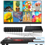 NK-E80 4K 30Hz 8 In 1 Out HDMI 8-way Screen Splitter KVM Switch(US Plug)