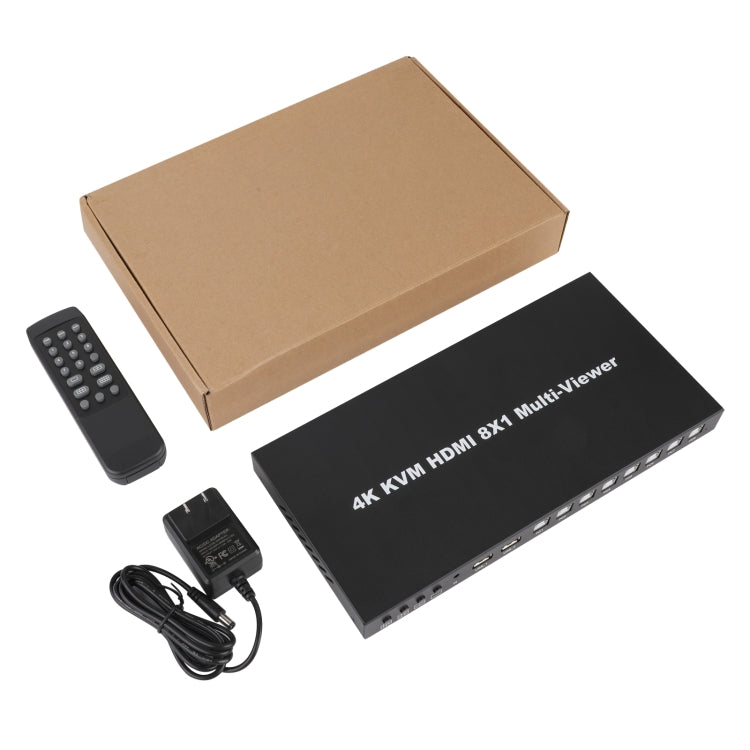 NK-E80 4K 30Hz 8 In 1 Out HDMI 8-way Screen Splitter KVM Switch(US Plug)