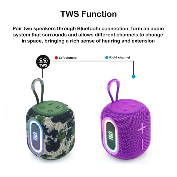 T&G TG664 LED Portable Subwoofer Wireless Bluetooth Speaker(Grey)