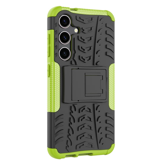 For Samsung Galaxy S24 5G Tire Texture TPU + PC Phone Case with Holder(Green)