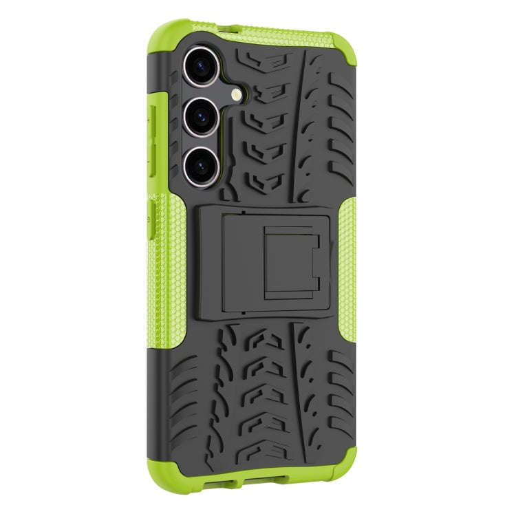 For Samsung Galaxy S24 5G Tire Texture TPU + PC Phone Case with Holder(Green)