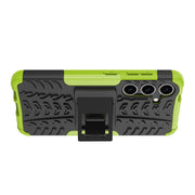 For Samsung Galaxy S24 5G Tire Texture TPU + PC Phone Case with Holder(Green)