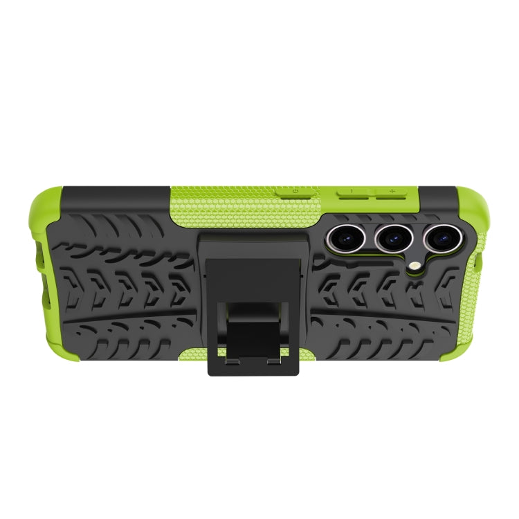 For Samsung Galaxy S24 5G Tire Texture TPU + PC Phone Case with Holder(Green)