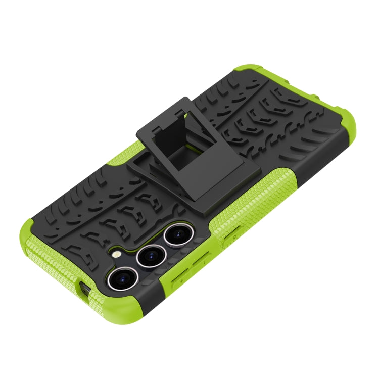 For Samsung Galaxy S24 5G Tire Texture TPU + PC Phone Case with Holder(Green)