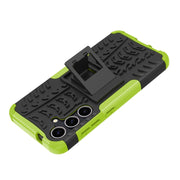 For Samsung Galaxy S24 5G Tire Texture TPU + PC Phone Case with Holder(Green)