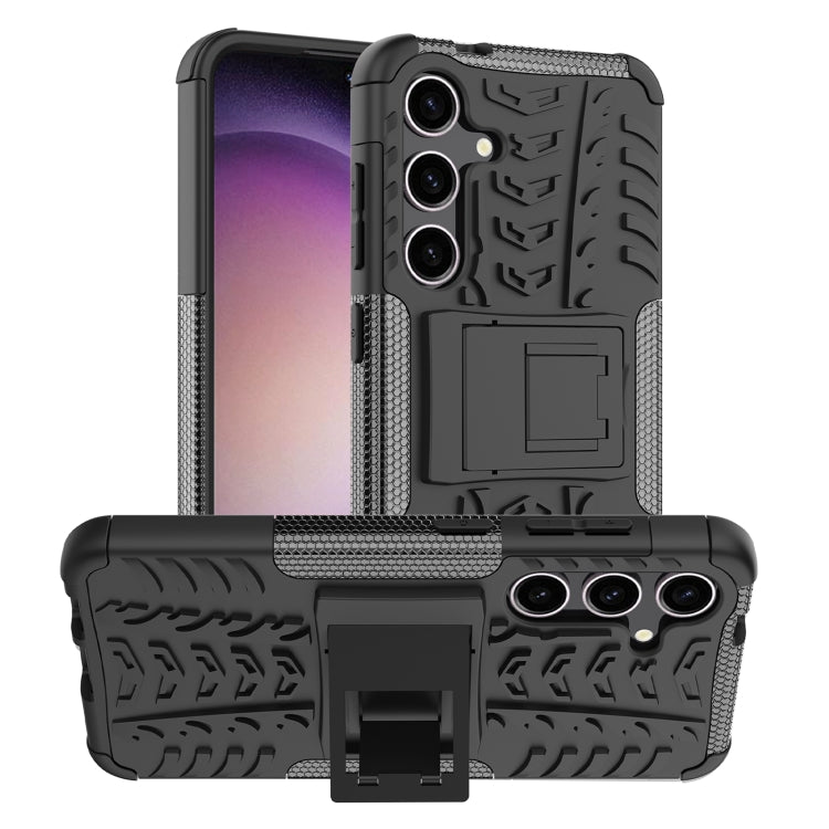 For Samsung Galaxy S24 5G Tire Texture TPU + PC Phone Case with Holder(Black)