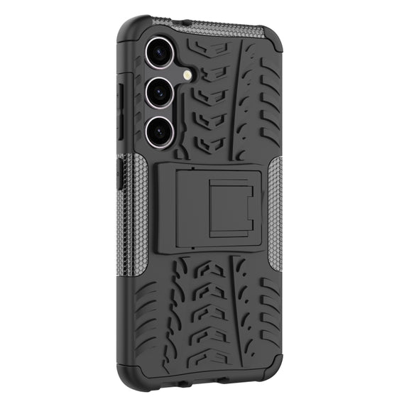 For Samsung Galaxy S24 5G Tire Texture TPU + PC Phone Case with Holder(Black)