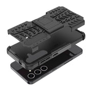 For Samsung Galaxy S24 5G Tire Texture TPU + PC Phone Case with Holder(Black)