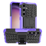 For Samsung Galaxy S24 5G Tire Texture TPU + PC Phone Case with Holder(Purple)