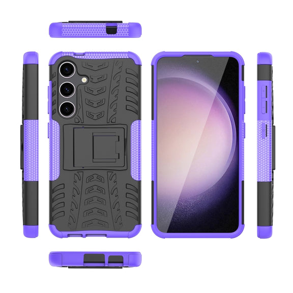 For Samsung Galaxy S24 5G Tire Texture TPU + PC Phone Case with Holder(Purple)