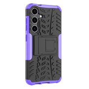 For Samsung Galaxy S24 5G Tire Texture TPU + PC Phone Case with Holder(Purple)