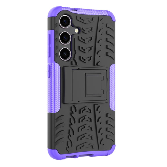 For Samsung Galaxy S24 5G Tire Texture TPU + PC Phone Case with Holder(Purple)