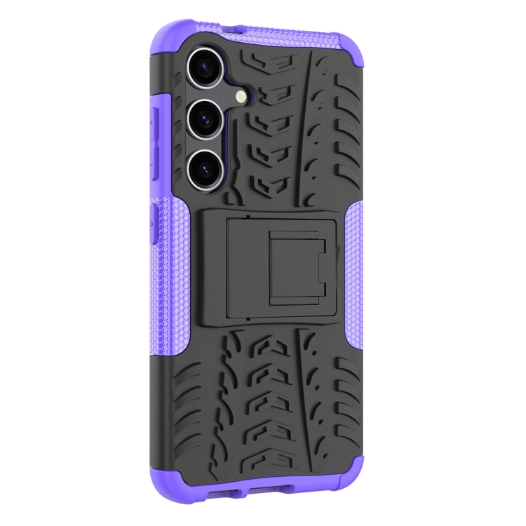 For Samsung Galaxy S24 5G Tire Texture TPU + PC Phone Case with Holder(Purple)
