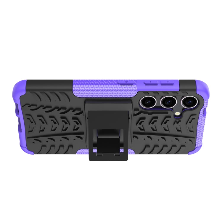 For Samsung Galaxy S24 5G Tire Texture TPU + PC Phone Case with Holder(Purple)