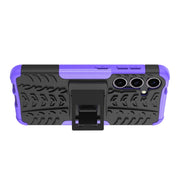 For Samsung Galaxy S24 5G Tire Texture TPU + PC Phone Case with Holder(Purple)