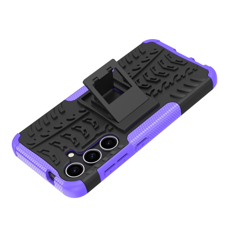 For Samsung Galaxy S24 5G Tire Texture TPU + PC Phone Case with Holder(Purple)