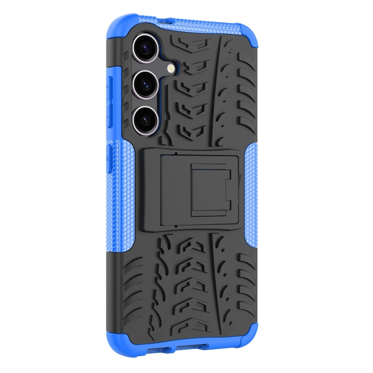 For Samsung Galaxy S24 5G Tire Texture TPU + PC Phone Case with Holder(Blue)