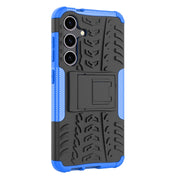 For Samsung Galaxy S24 5G Tire Texture TPU + PC Phone Case with Holder(Blue)