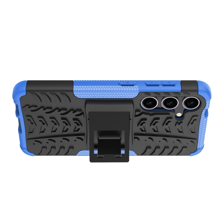 For Samsung Galaxy S24 5G Tire Texture TPU + PC Phone Case with Holder(Blue)