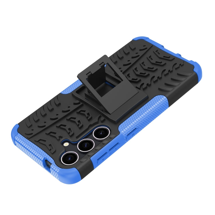 For Samsung Galaxy S24 5G Tire Texture TPU + PC Phone Case with Holder(Blue)