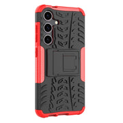 For Samsung Galaxy S24 5G Tire Texture TPU + PC Phone Case with Holder(Red)