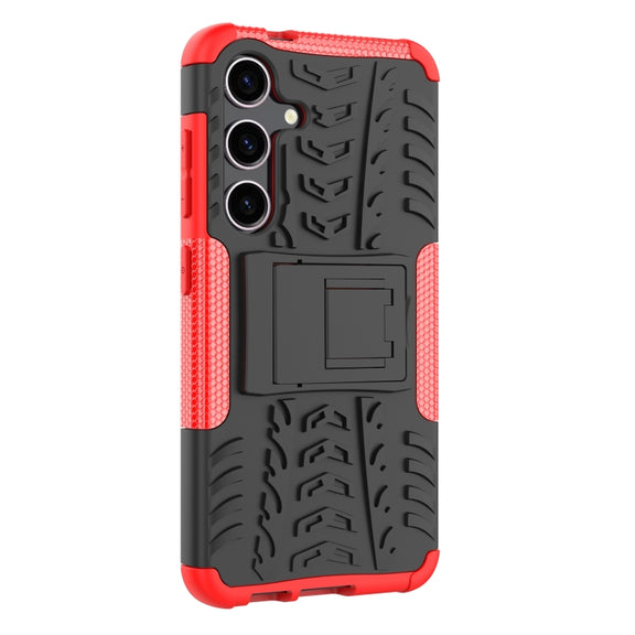 For Samsung Galaxy S24 5G Tire Texture TPU + PC Phone Case with Holder(Red)
