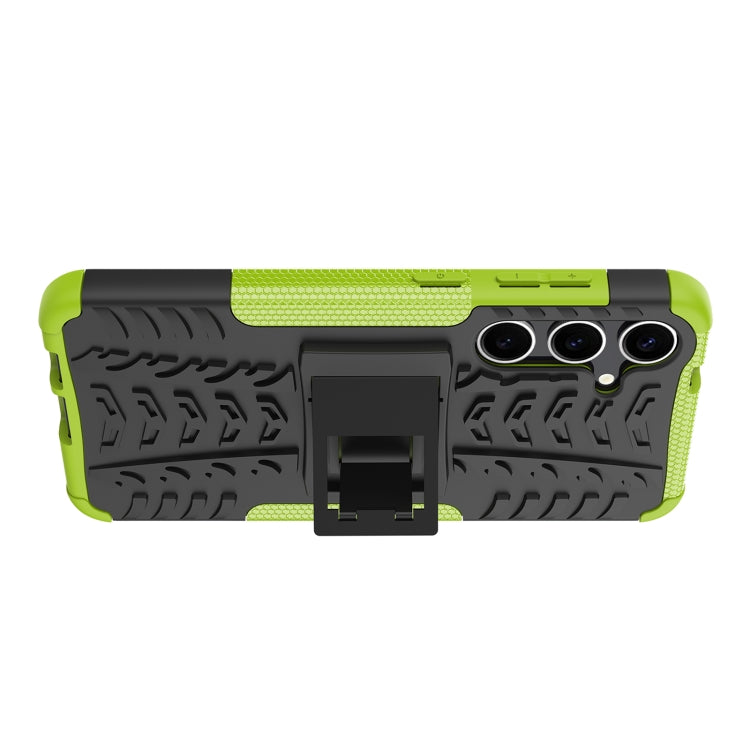 For Samsung Galaxy S24+ Tire Texture TPU + PC Phone Case with Holder(Green)