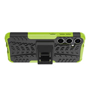 For Samsung Galaxy S24+ Tire Texture TPU + PC Phone Case with Holder(Green)