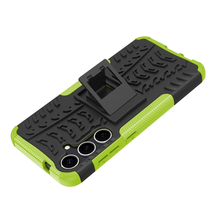 For Samsung Galaxy S24+ Tire Texture TPU + PC Phone Case with Holder(Green)