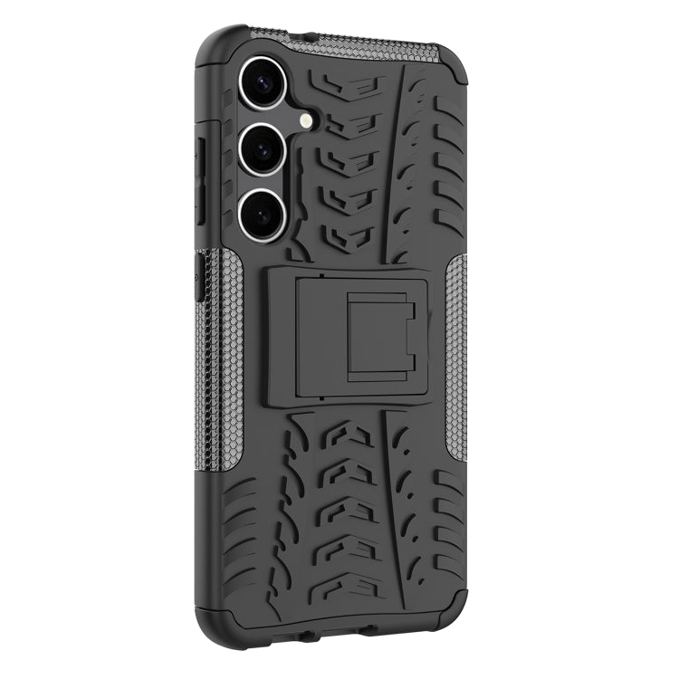 For Samsung Galaxy S24+ Tire Texture TPU + PC Phone Case with Holder(Black)