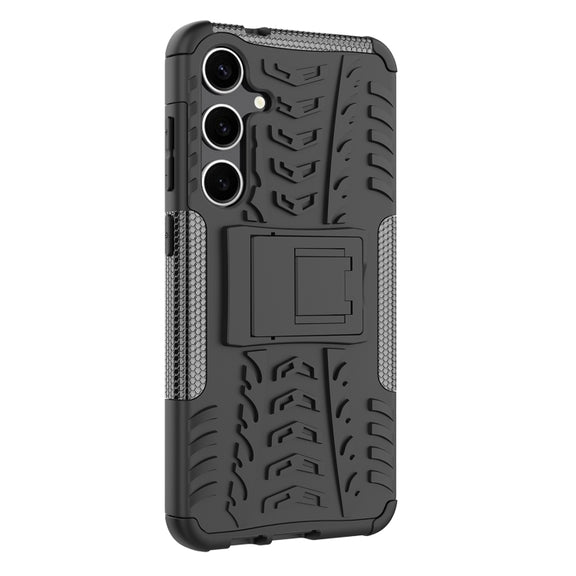 For Samsung Galaxy S24+ Tire Texture TPU + PC Phone Case with Holder(Black)