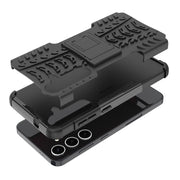 For Samsung Galaxy S24+ Tire Texture TPU + PC Phone Case with Holder(Black)