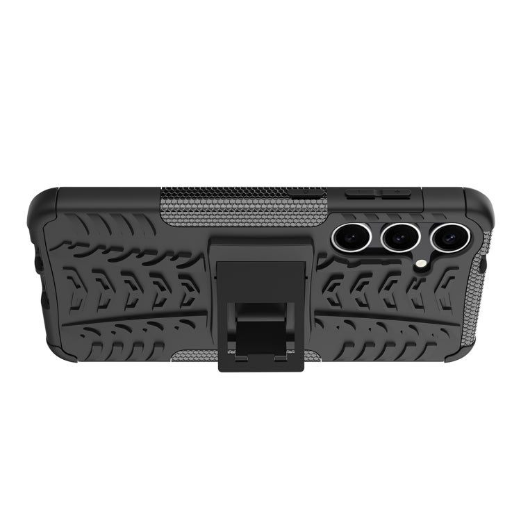 For Samsung Galaxy S24+ Tire Texture TPU + PC Phone Case with Holder(Black)