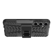 For Samsung Galaxy S24+ Tire Texture TPU + PC Phone Case with Holder(Black)