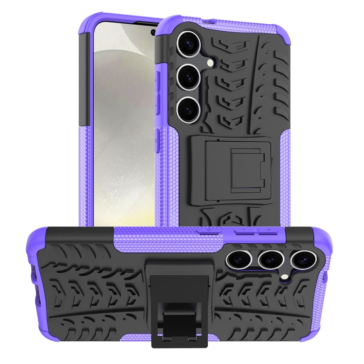 For Samsung Galaxy S24+ Tire Texture TPU + PC Phone Case with Holder(Purple)