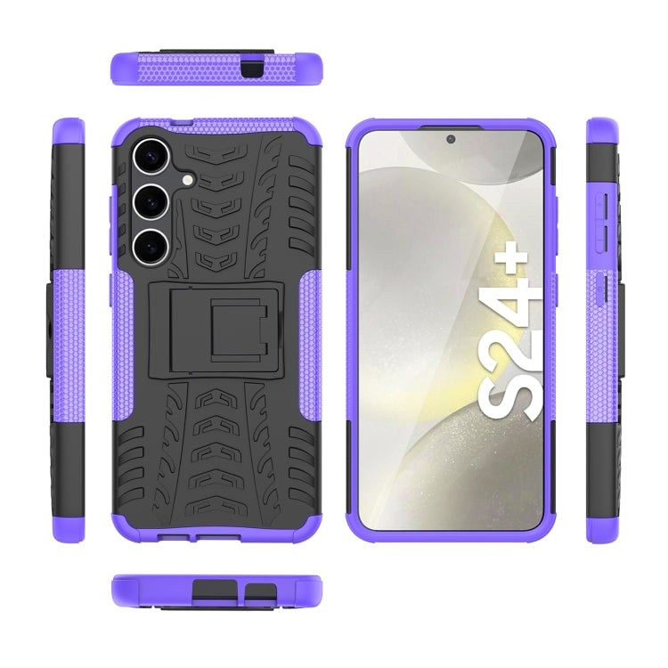For Samsung Galaxy S24+ Tire Texture TPU + PC Phone Case with Holder(Purple)