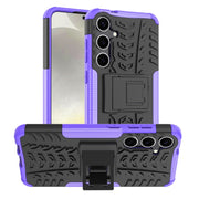 For Samsung Galaxy S24+ Tire Texture TPU + PC Phone Case with Holder(Purple)