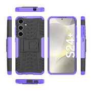 For Samsung Galaxy S24+ Tire Texture TPU + PC Phone Case with Holder(Purple)