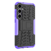 For Samsung Galaxy S24+ Tire Texture TPU + PC Phone Case with Holder(Purple)