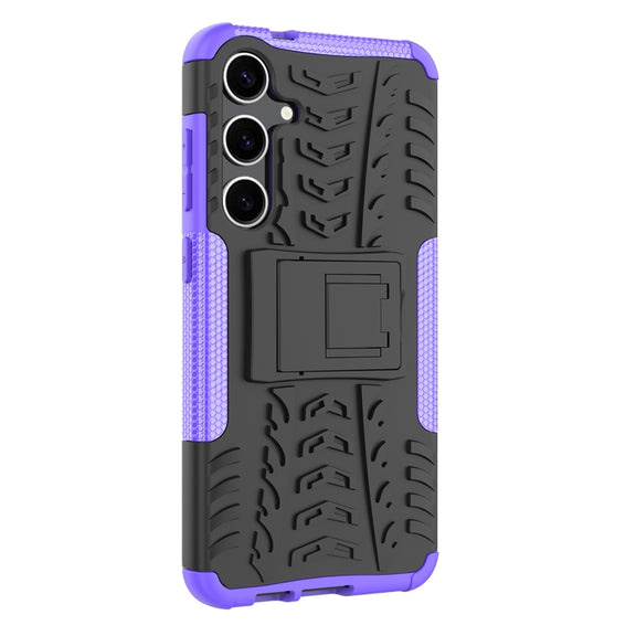For Samsung Galaxy S24+ Tire Texture TPU + PC Phone Case with Holder(Purple)