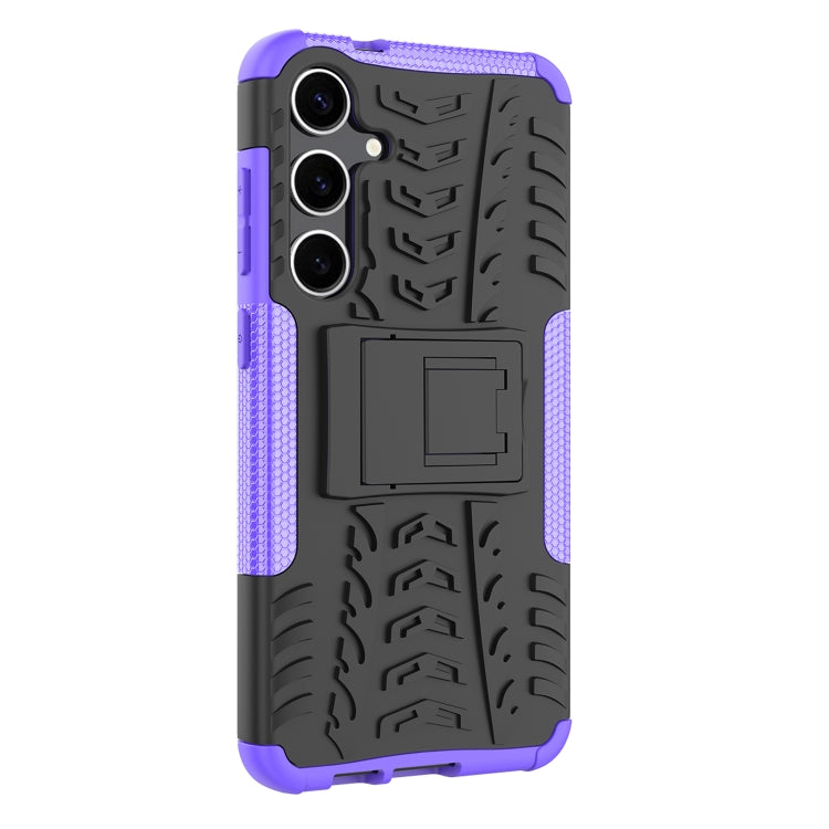 For Samsung Galaxy S24+ Tire Texture TPU + PC Phone Case with Holder(Purple)