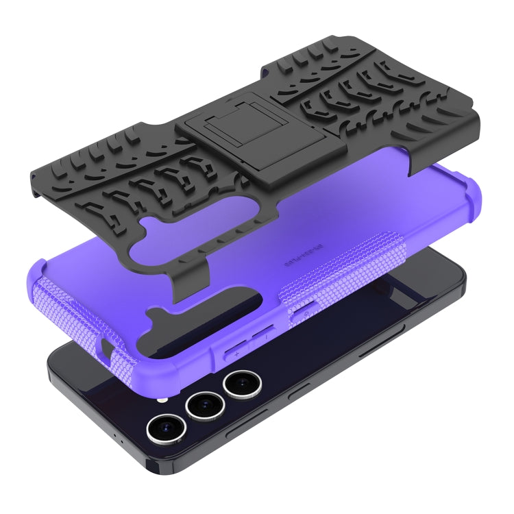 For Samsung Galaxy S24+ Tire Texture TPU + PC Phone Case with Holder(Purple)