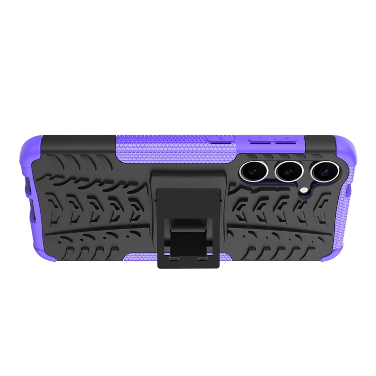 For Samsung Galaxy S24+ Tire Texture TPU + PC Phone Case with Holder(Purple)
