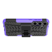 For Samsung Galaxy S24+ Tire Texture TPU + PC Phone Case with Holder(Purple)