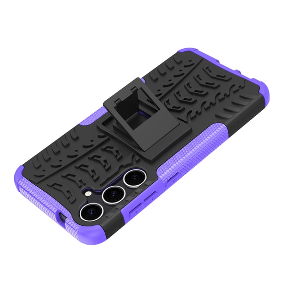 For Samsung Galaxy S24+ Tire Texture TPU + PC Phone Case with Holder(Purple)